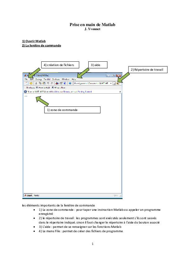 (PDF) Prise en main de Matlab