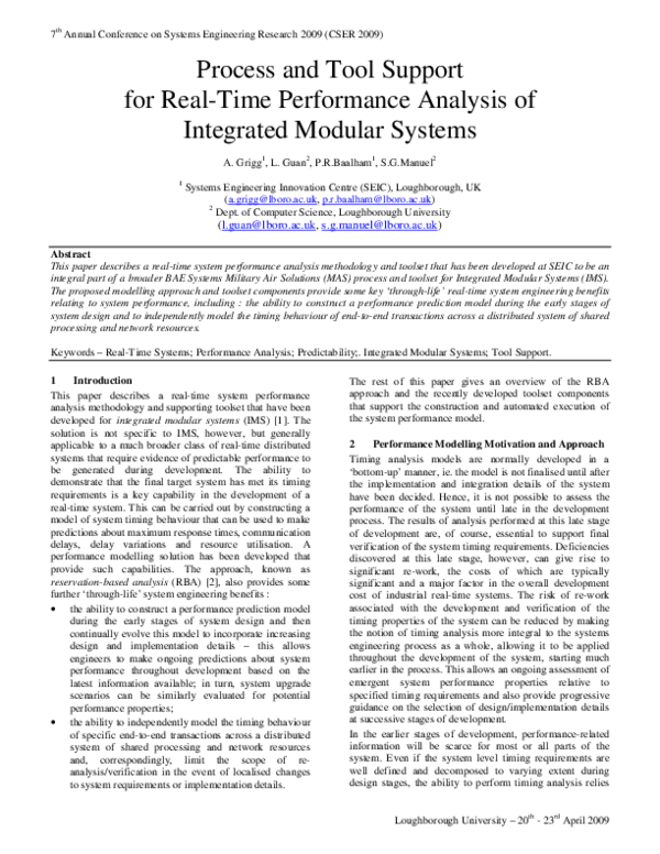 (PDF) Process and Tool Support for Real-Time Performance Analysis of ...