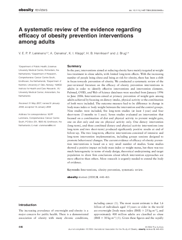 (PDF) A systematic review of the evidence regarding efficacy of obesity ...
