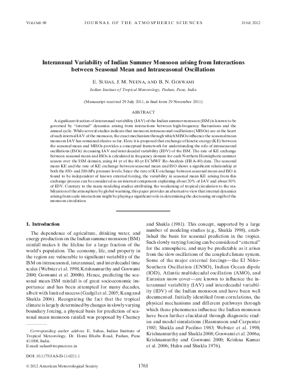 (PDF) Interannual variability of Indian summer monsoon rainfall onset ...