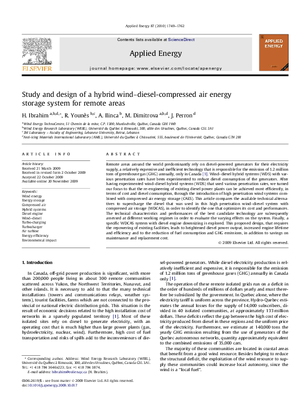 (PDF) Study and design of a hybrid wind–diesel-compressed air energy ...