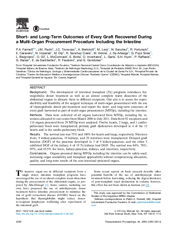 (PDF) Short and LongTerm of Every Graft Recovered During a