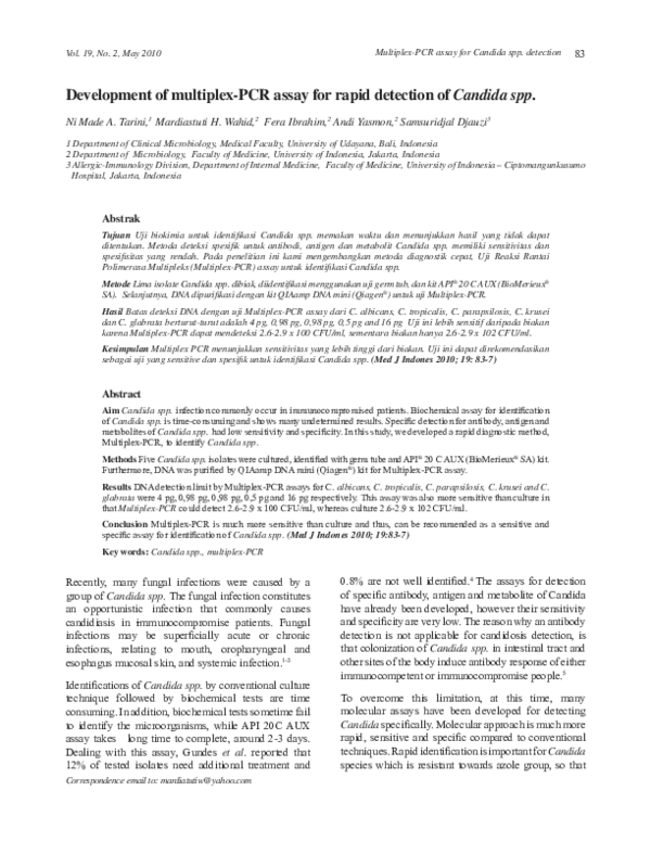 (PDF) Development of multiplex-PCR assay for rapid detection of Candida ...