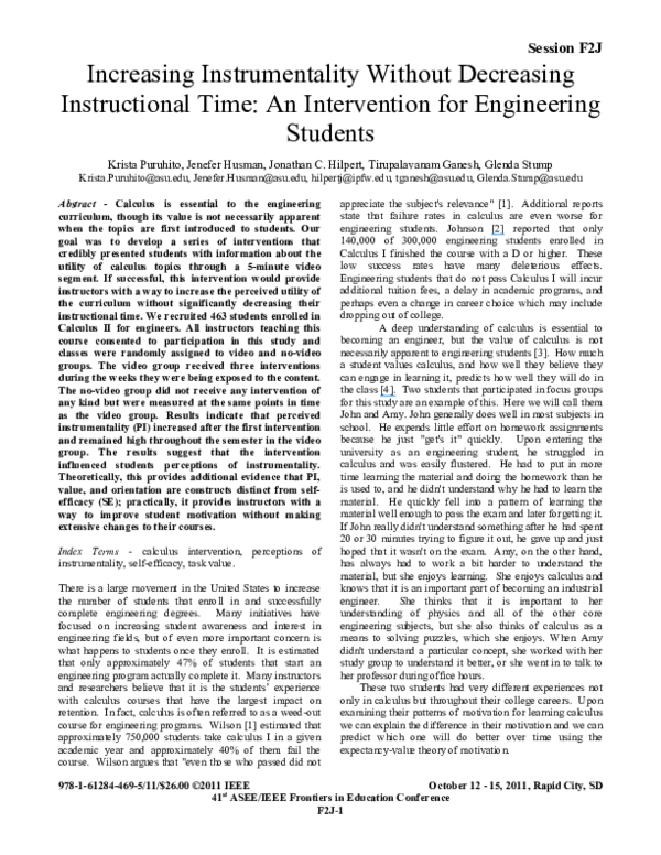 (PDF) Increasing instrumentality without decreasing instructional time ...