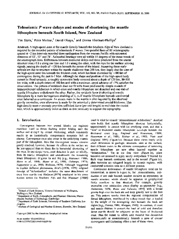 (PDF) Teleseismic P wave delays and modes of shortening the mantle ...
