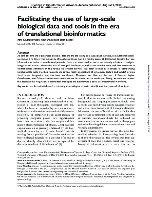 (PDF) Facilitating the use of large-scale biological data and tools in ...