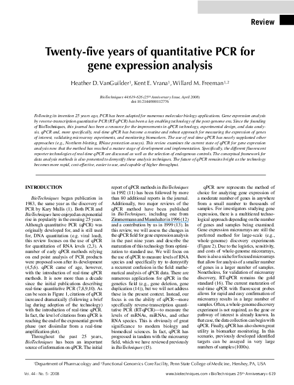 (PDF) Twenty-five years of quantitative PCR for gene expression analysis