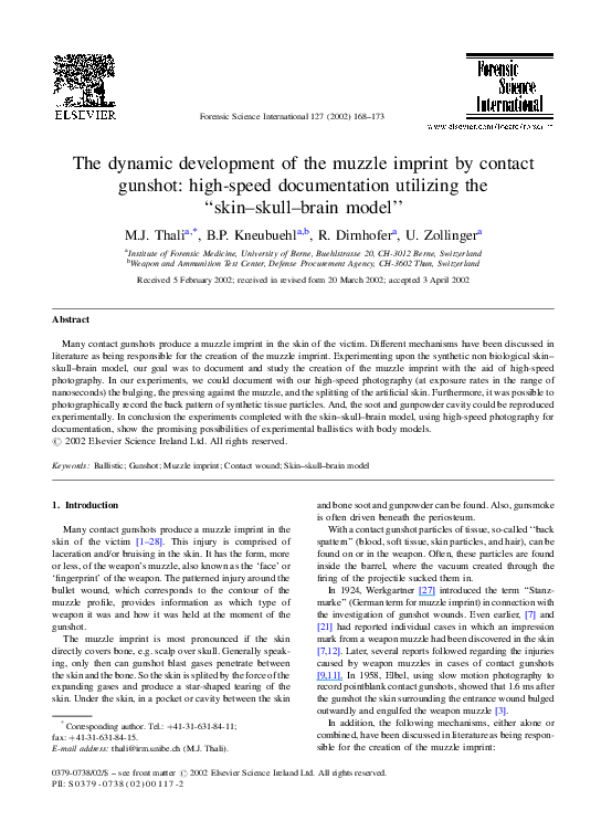 (PDF) The dynamic development of the muzzle imprint by contact gunshot ...