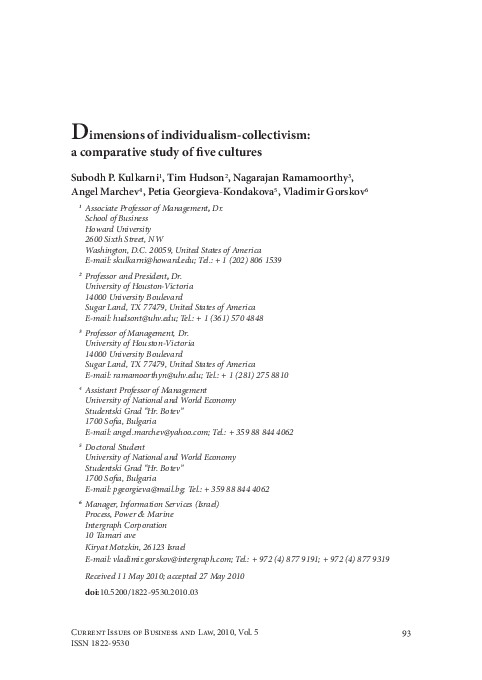 (PDF) Dimensions of individualism-collectivism: a comparative study of ...
