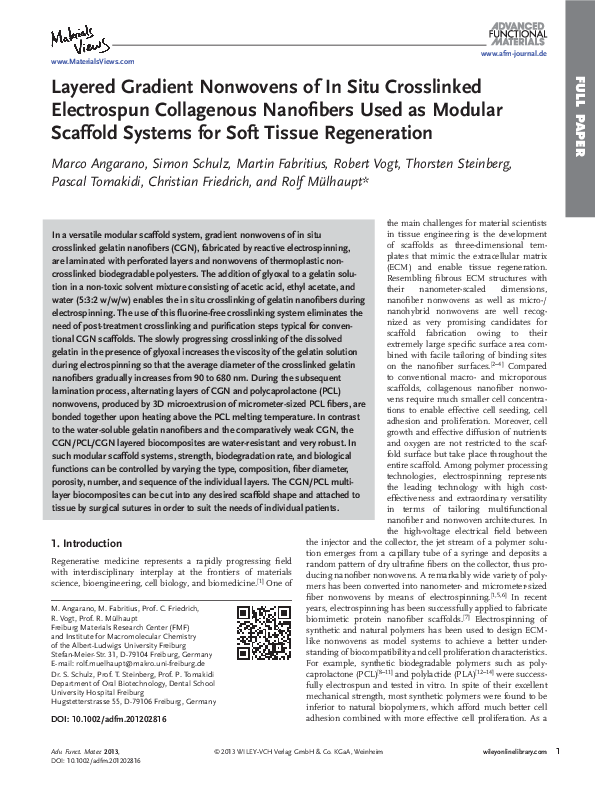 (PDF) Layered Gradient Nonwovens of In Situ Crosslinked Electrospun ...