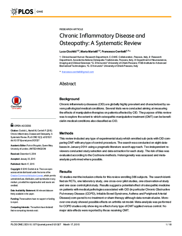 (PDF) Chronic Inflammatory Disease and Osteopathy: A Systematic Review