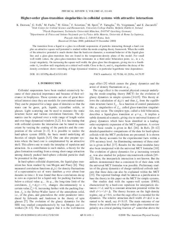 (PDF) Higherorder glasstransition singularities in colloidal systems