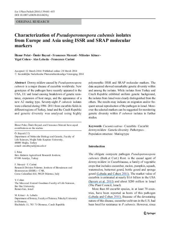 mina PDF) Evaluation of Genetic Diversity in Lemons and Some of