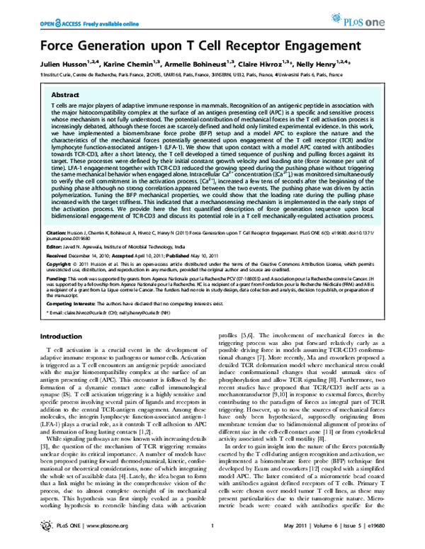 (PDF) Force Generation upon T Cell Receptor Engagement