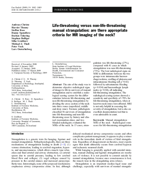 (PDF) Life-threatening versus non-life-threatening manual strangulation ...