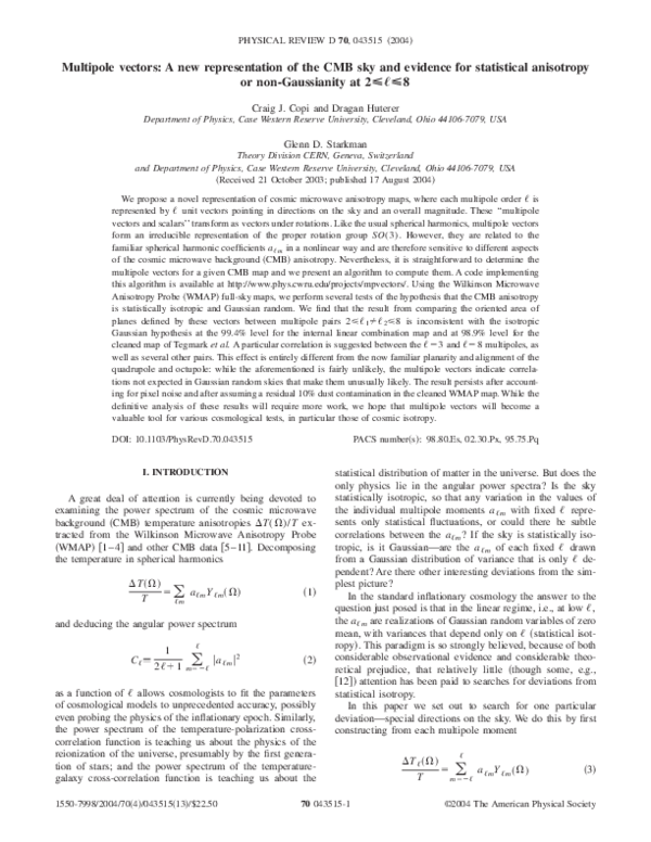 (PDF) Multipole vectors: A new representation of the CMB sky and ...