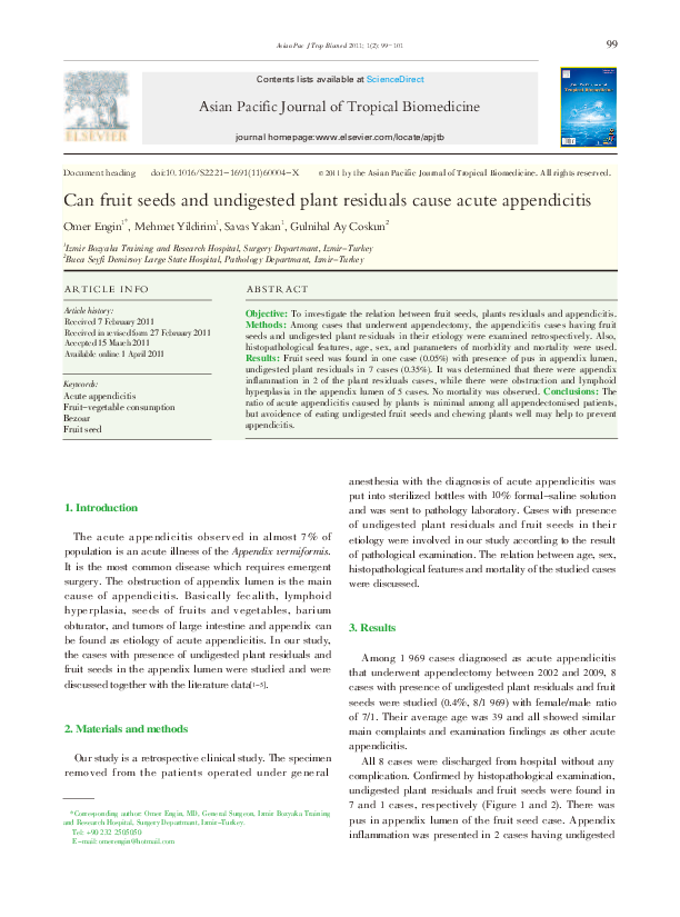 (PDF) Can fruit seeds and undigested plant residuals cause acute