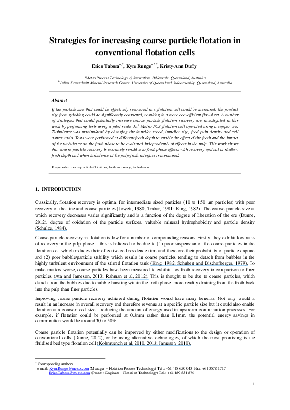 (PDF) Strategies for increasing coarse particle flotation in ...