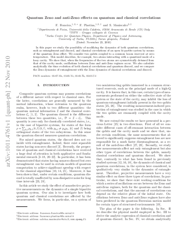 (PDF) Quantum Zeno and anti-Zeno effects on quantum and classical ...