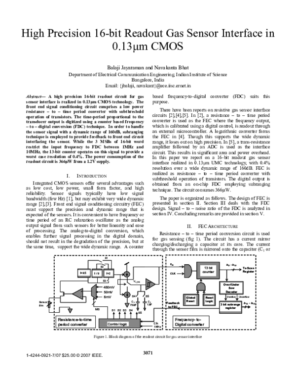 (PDF) High Precision 16bit Readout Gas Sensor Interface in 0.13μm CMOS