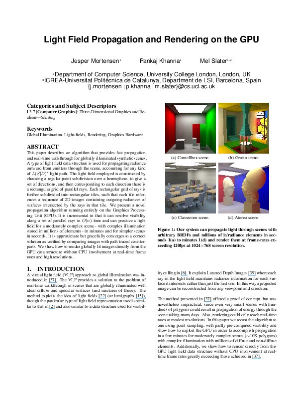 (PDF) Light field propagation and rendering on the GPU