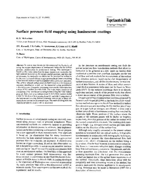 (PDF) Surface pressure field mapping using luminescent coatings Gamal