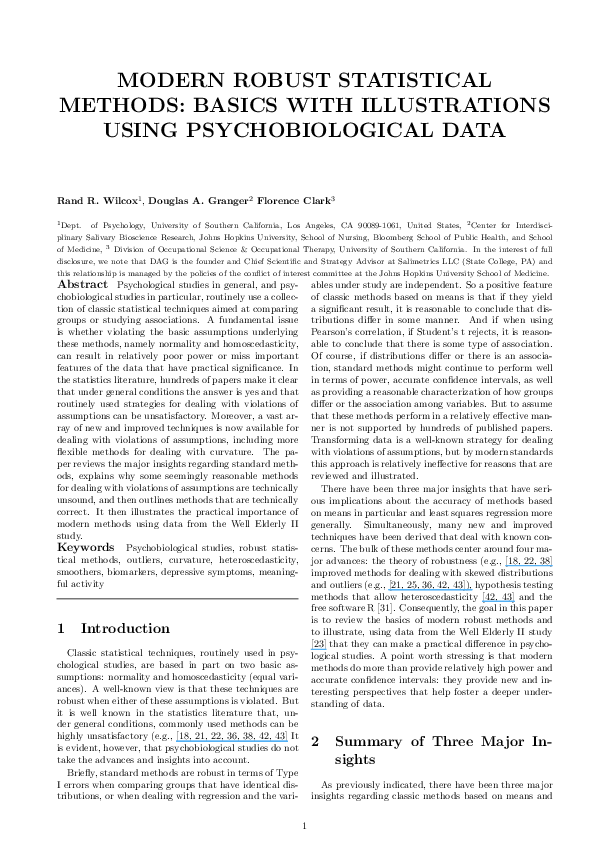 (PDF) MODERN ROBUST STATISTICAL METHODS: BASICS WITH ILLUSTRATIONS ...