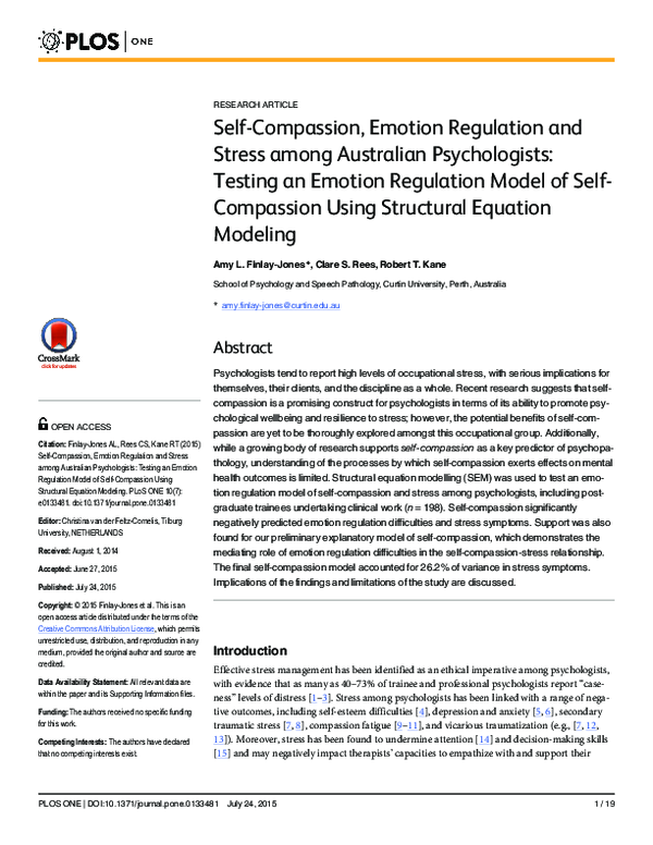 (PDF) Self-Compassion, Emotion Regulation and Stress among Australian ...