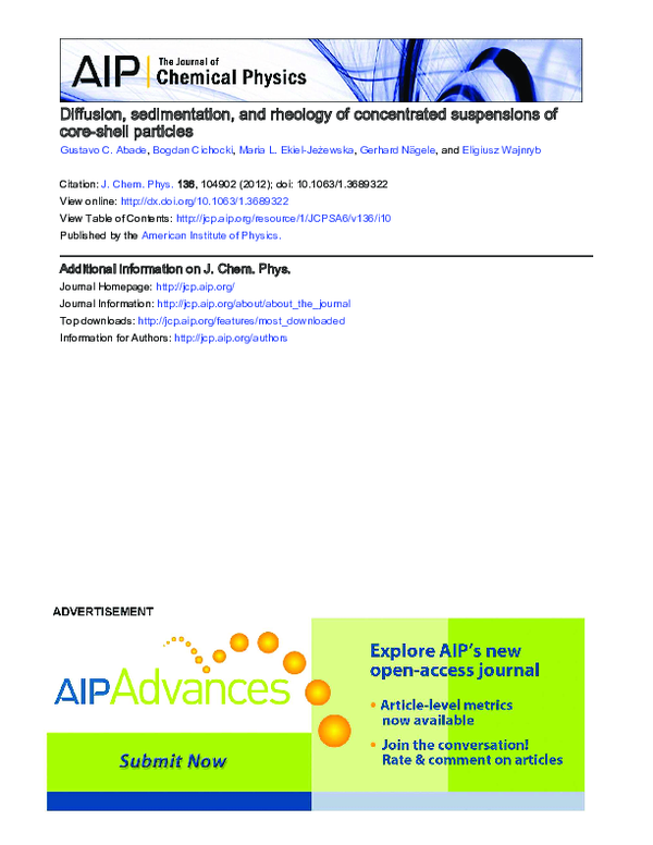 (PDF) Diffusion, sedimentation, and rheology of concentrated ...