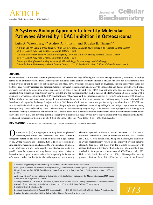 (PDF) A systems biology approach to identify molecular pathways altered ...
