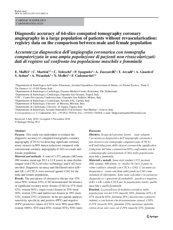 (PDF) Diagnostic accuracy of 64-slice computed tomography coronary ...