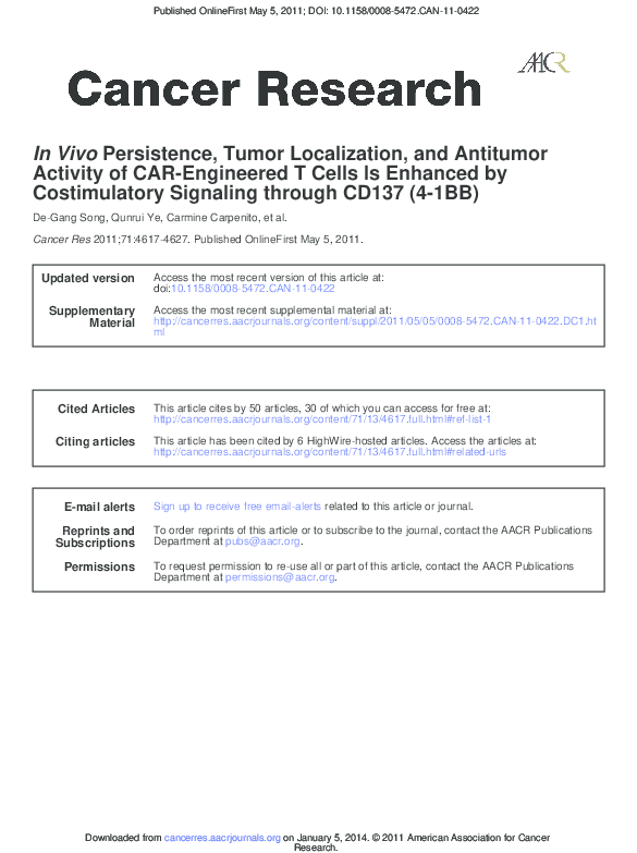 (PDF) In Vivo Persistence, Tumor Localization, and Antitumor Activity ...