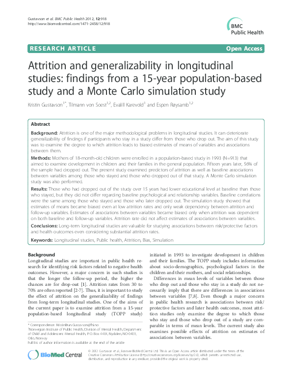 (PDF) Attrition and generalizability in longitudinal studies findings