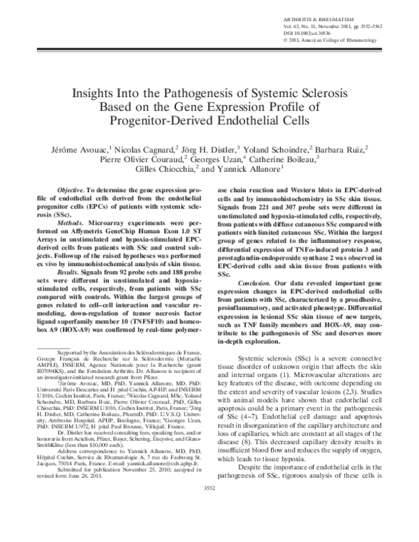 (PDF) Insights into the pathogenesis of systemic sclerosis based on the ...