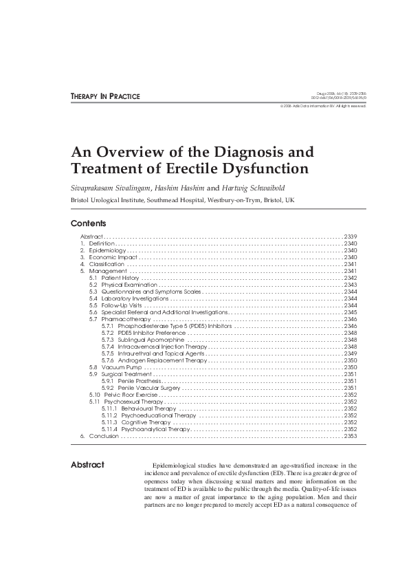 (PDF) An Overview of the Diagnosis and Treatment of Erectile Dysfunction