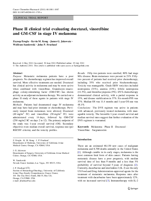 (PDF) Phase II clinical trial evaluating docetaxel, vinorelbine and GM ...