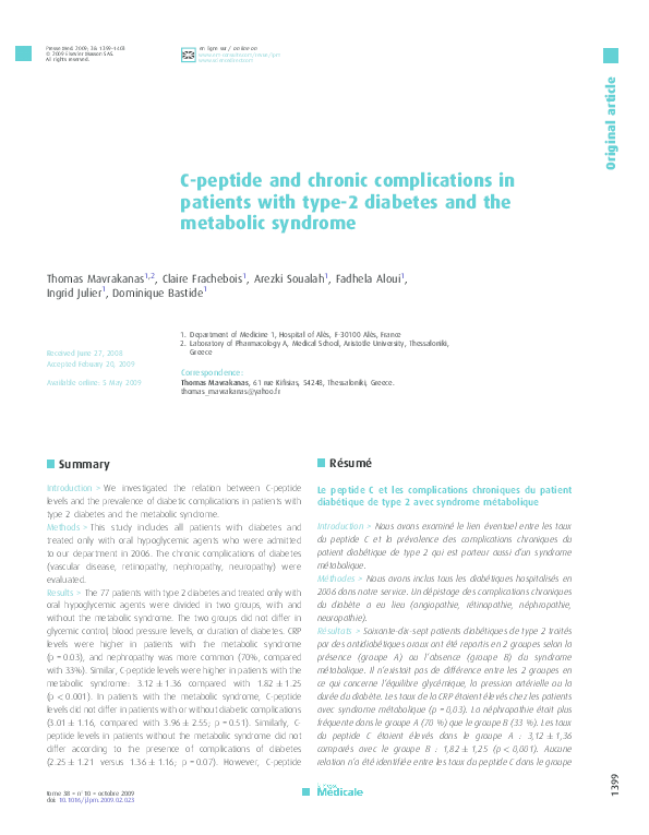 (PDF) C-peptide and chronic complications in patients with type-2 ...