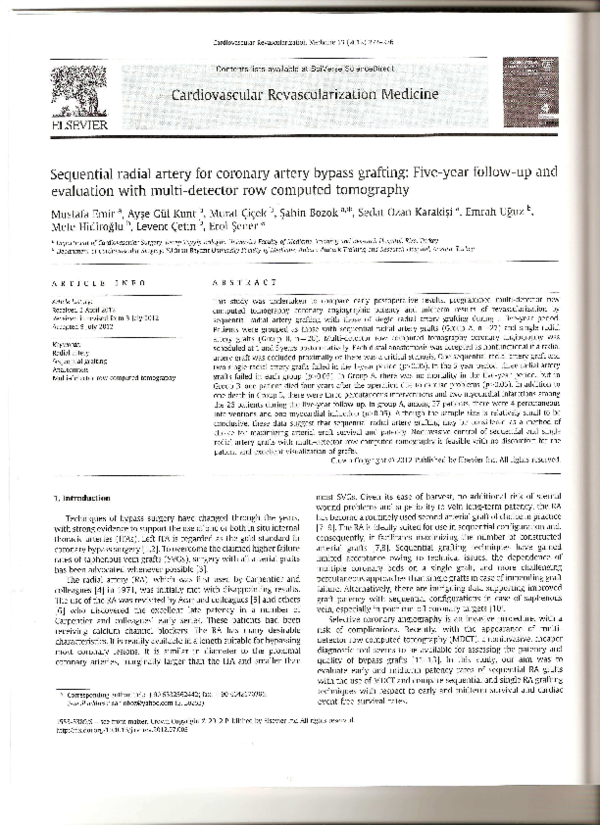 (PDF) Sequential radial artery for coronary artery bypass grafting ...