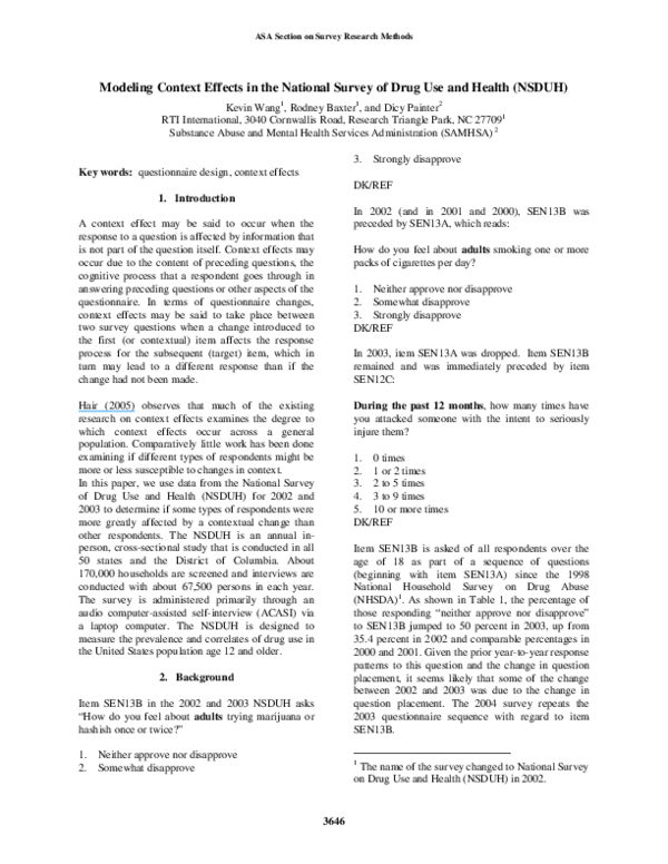 (PDF) Modeling Context Effects in the National Survey of Drug Use and ...