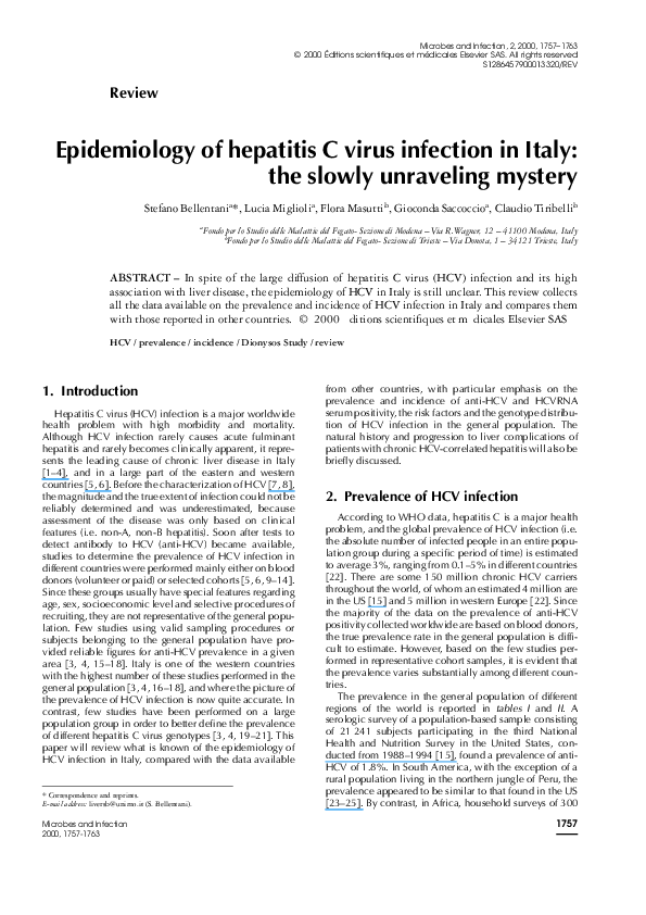 (PDF) Epidemiology of hepatitis C virus infection in Pakistan