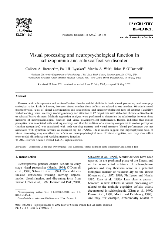 (PDF) Visual processing and neuropsychological function in ...