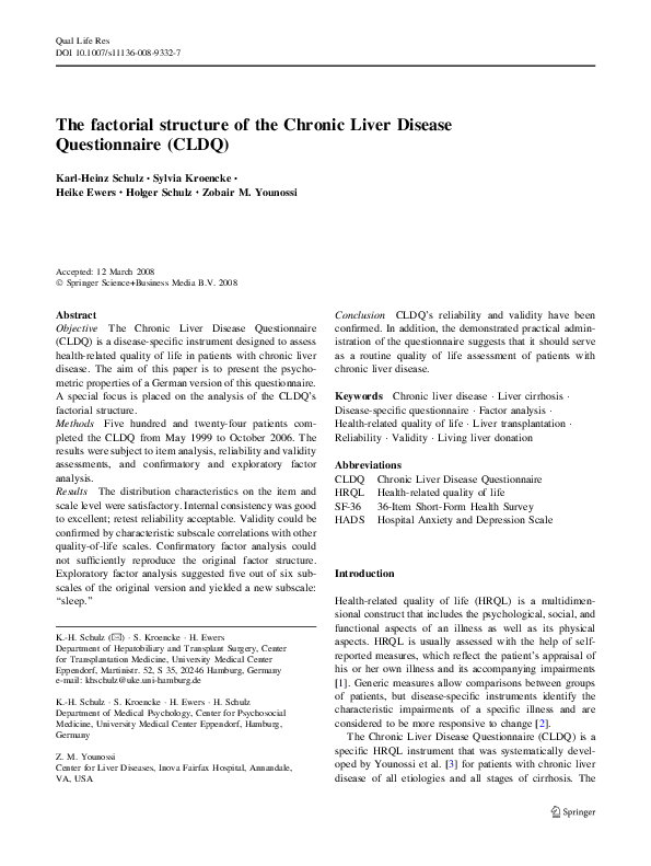 (PDF) The factorial structure of the Chronic Liver Disease ...