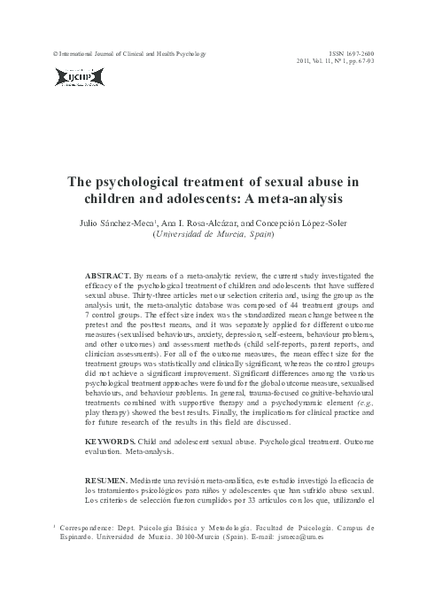 (PDF) The psychological treatment of sexual abuse in children and ...