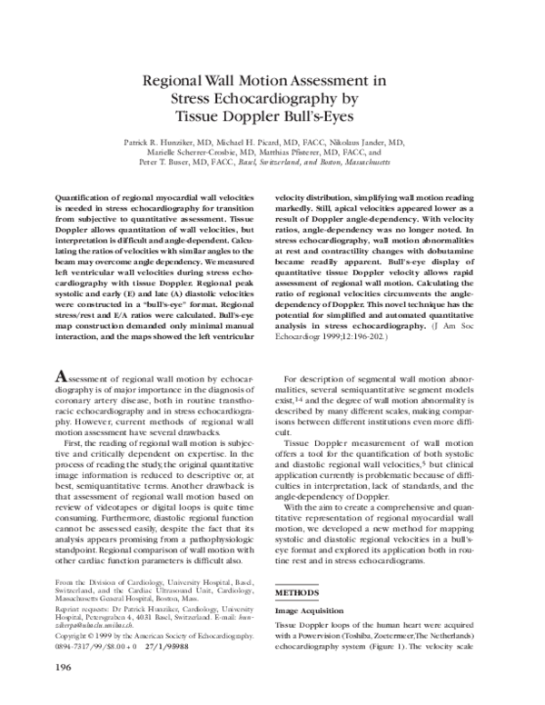 (PDF) Regional Wall Motion Assessment in Stress Echocardiography by ...