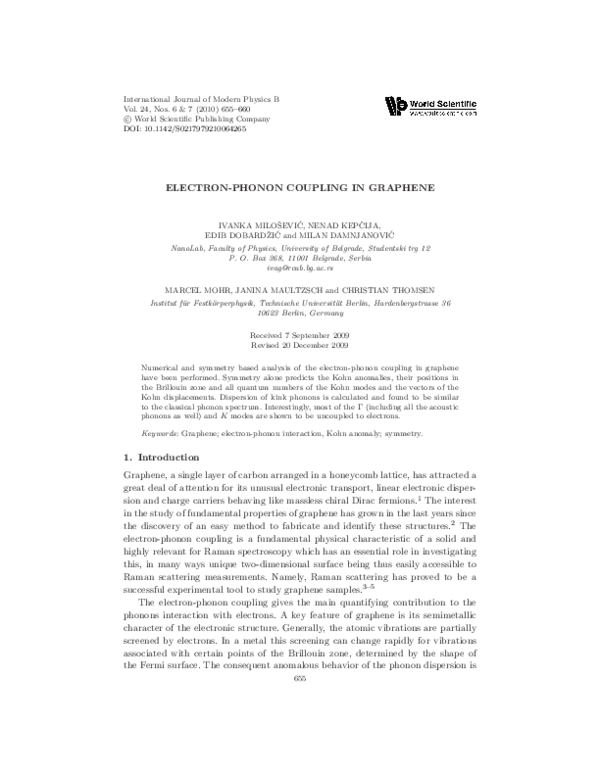 (PDF) ELECTRON-PHONON COUPLING IN GRAPHENE