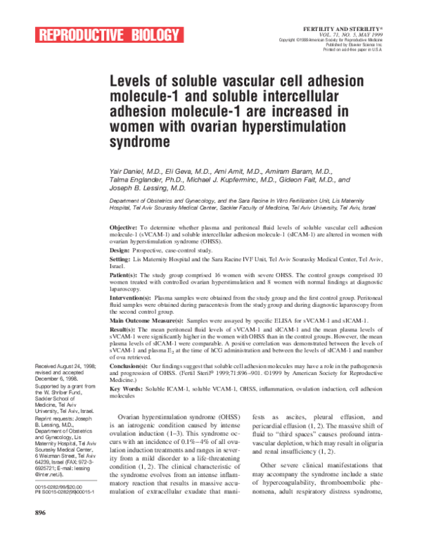 (PDF) Levels of soluble vascular cell adhesion molecule-1 and soluble ...