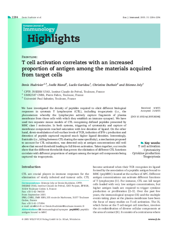 (PDF) T cell activation correlates with an increasedproportion of ...