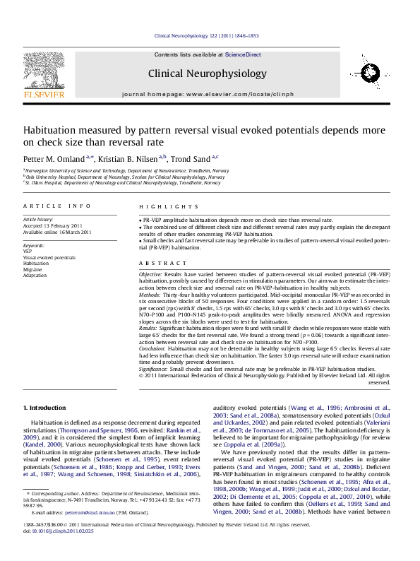 (PDF) Habituation measured by pattern reversal visual evoked potentials ...