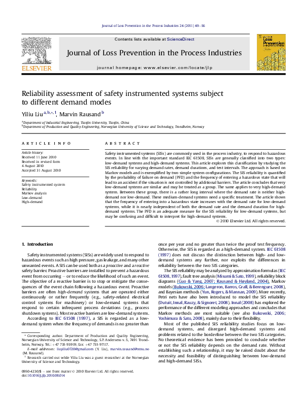 (PDF) RELIABILITY ASSESSMENT OF SAFETY INSTRUMENTED SYSTEMS IN THE OIL ...