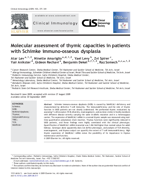 (PDF) Molecular assessment of thymic capacities in patients with